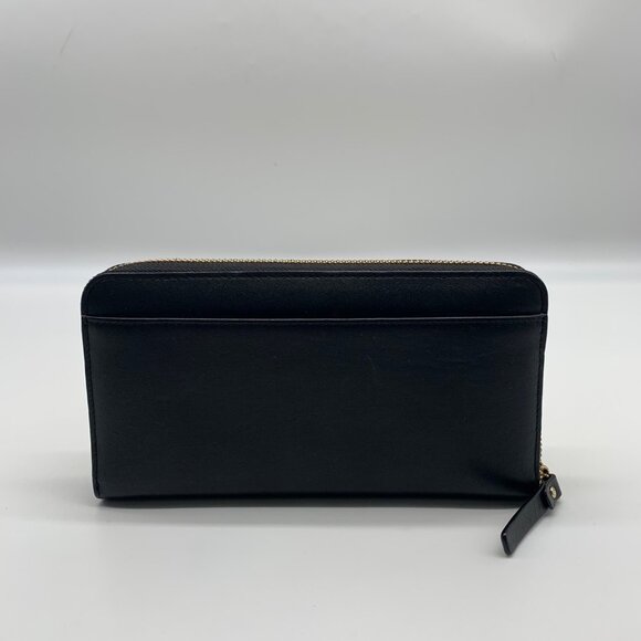 Kate Spade Black Leather Braided Ribbon Long Zip Around Wallet - Picture 2 of 11